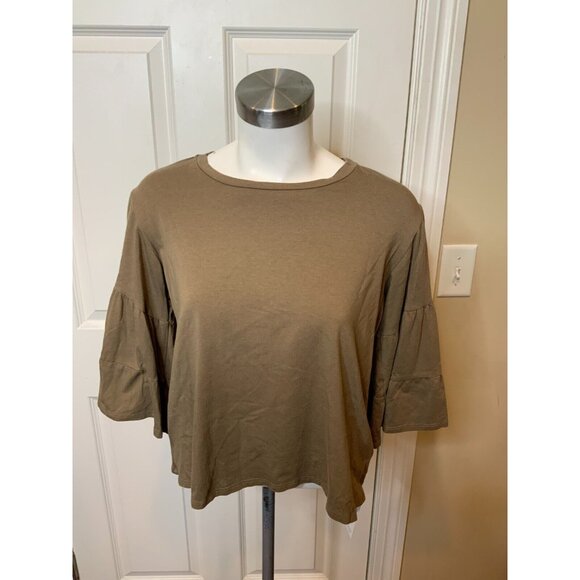 Johnny Was Calme Green Boxy Cropped T-Shirt, Size Small - Picture 1 of 5